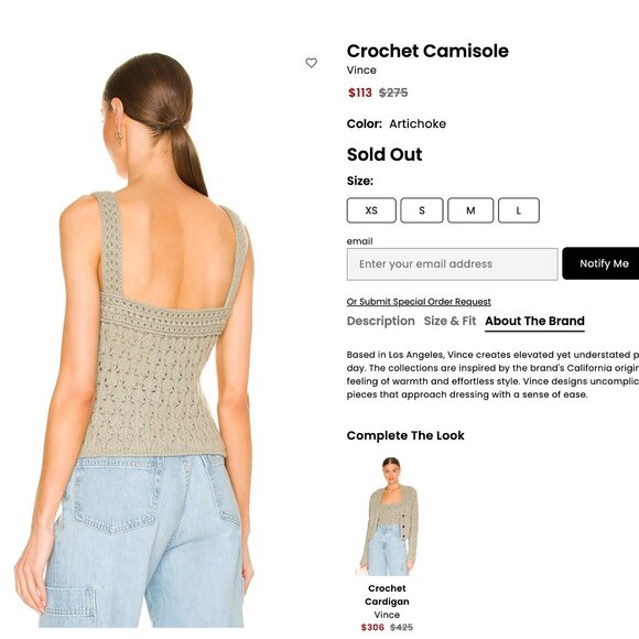 Vince Green Artichoke Cropped Squareneck Tank Top Cami Size Medium - Picture 9 of 10